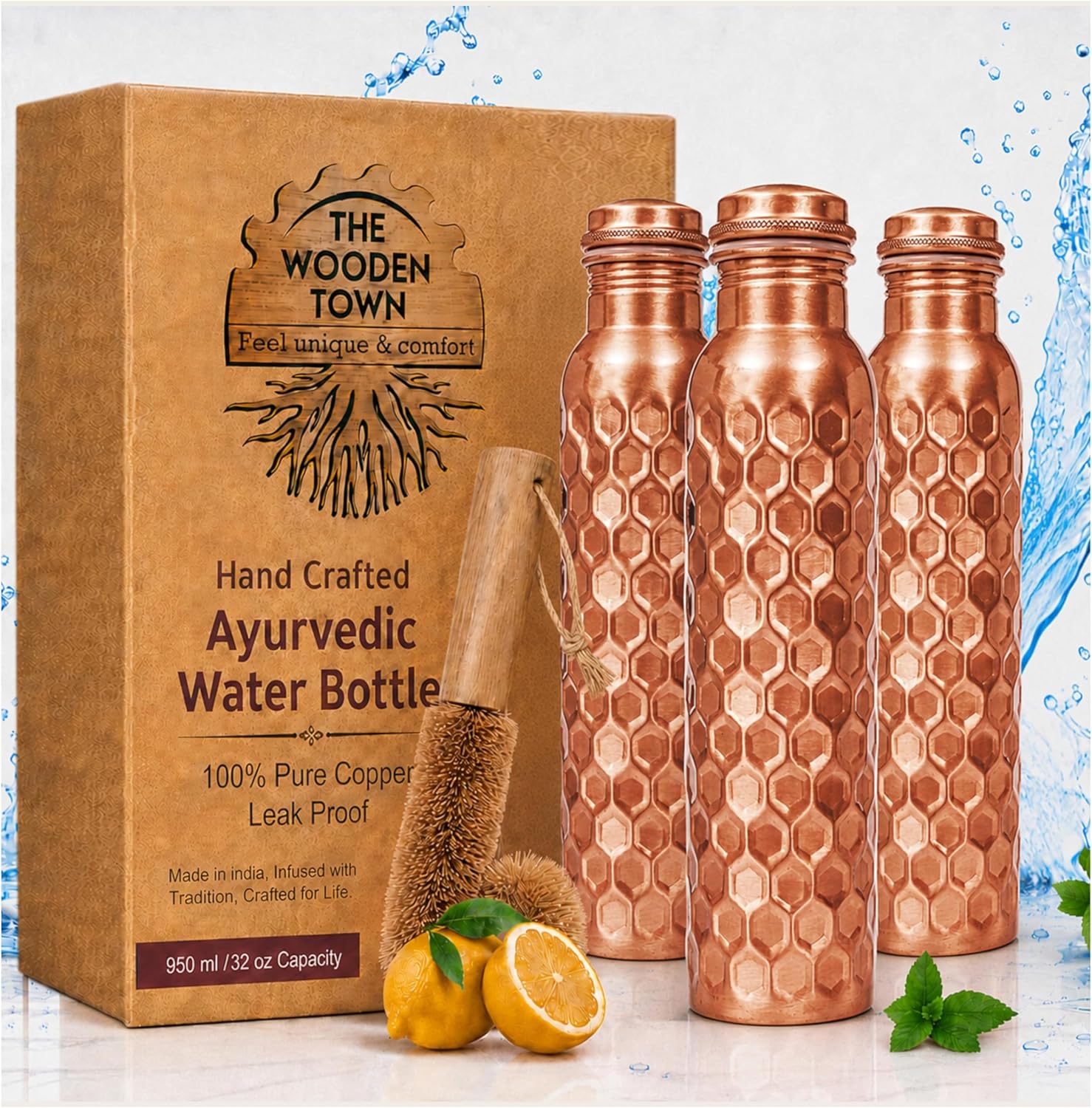 Ayurvedic & Herbal Wellness Kits - Set di 3 Bottiglie d'Acqua in